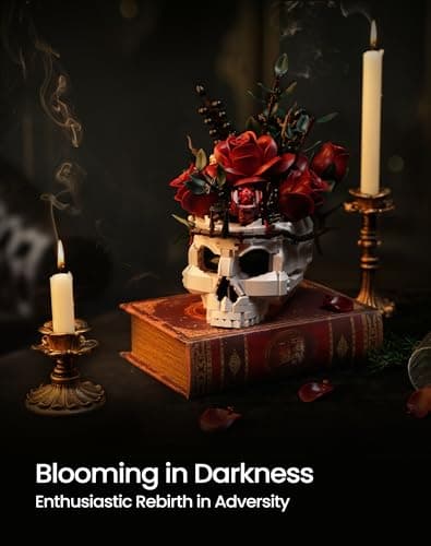 iATOM Skull Roses Flower Bouquet Building Set, Botanical Collection Kit for Adult Women, Birthday Gifts for Mothers Day for Her/Girlfriend/Mom/Wife/Couple, Goth Horror Skeleton Pot Home Table Decor — view 5