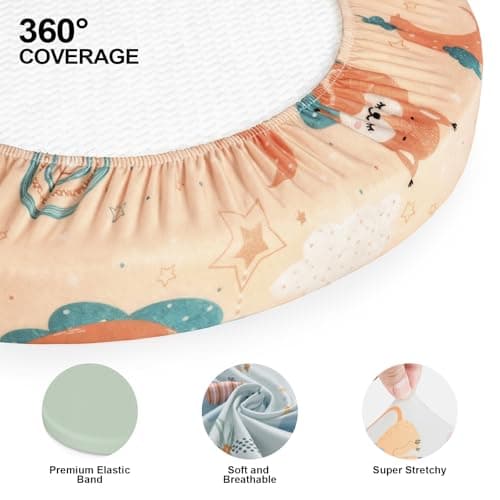 IOCCLH Baby Bassinet Sheets for Baby Boy Girls,4-Pack Fitted Bassinet Sheets Set Compatible with Halo Bassinest Swivel Sleeper,Baby Delight,Angelbliss, 32"X16" (Animal World) — view 4