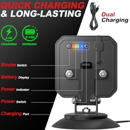 Wireless Trailer Lights Magnetic, 110° Rotatable Wireless Trailer Lights Kit, Portable LED Trailer Light for Towing Trucks Boat RV Camper, IP67 Waterproof, Sufficient Brightness — view 2