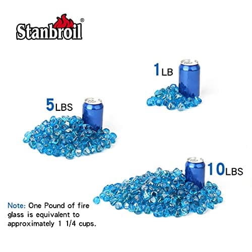 Stanbroil 10-Pound Reflective Fire Glass Diamonds - 1/2 inch Luster Fire Glass for Fireplace Fire Pit and Landscaping, Caribbean Blue Luster — view 2