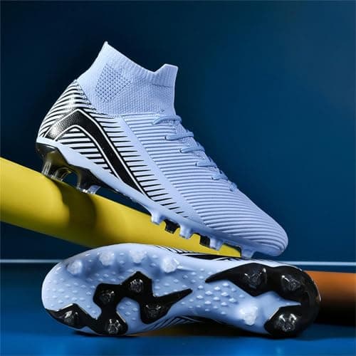 SKENGO Unisex-Adult Soccer Cleats Mens Womens Turf Soccer Shoes Youth AG TF Training Football Cleats Lightweight High-top Football Boots Indoor Outdoor (9909 Zi AG_39) — view 4