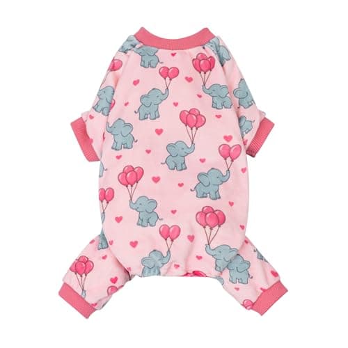 Fitwarm Elephant Fleece Dog Pajamas, Cozy Winter Clothes for Small Dogs Girl, Cute Pet Outfit, Pink, Blue, Medium