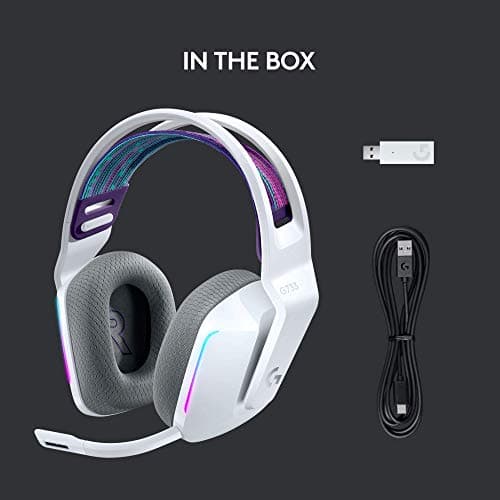 Logitech G733 Lightspeed Wireless Gaming Headset with Suspension Headband, LIGHTSYNC RGB, Blue VO!CE mic Technology and PRO-G Audio Drivers - White — view 5