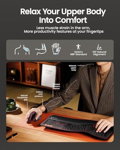 ProtoArc Ergonomic Mouse, EM11 NL Bluetooth Rechargeable Wireless Vertical Mouse, 3 Multi-Device Connectivity for Computer/PC/Laptop, 2.4GHz USB-A Optical Mice for Windows, Mac OS, Wine Red — view 4