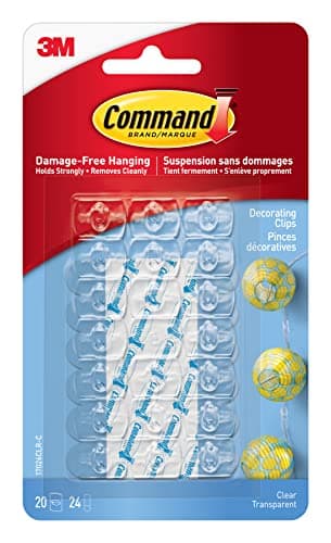 Command Decorating Clips, Mini, Clear, 20 Clips 24 Mini Strips, 17026CLR-C