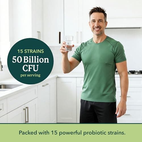 Probiotics for Men | Gut Health & Prostate Support | 50 Billion CFU with 15 Probiotic Strains | With Lycopene for Prostate Support | Men’s Gut Health Supplements | Non-GMO | Made in Canada | 60 Ct — view 2