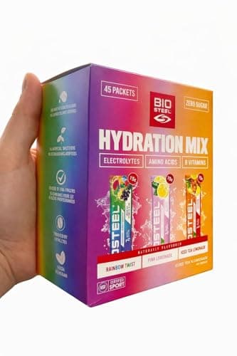 BioSteel Hydration Mix, Electrolytes, Amino Acids and B Vitamins, Zero Sugar, Rainbow Twist, Pink Lemonade and Iced Tea Lemonade, 45 Packets — view 4