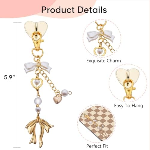 sunla Charm Chains for Kindle, Cute E-reader Phone Charm Bracelets Accessories Gift for Reader Booklovers Women for Kindle/Phone/Camera/Bag Decor-KC04