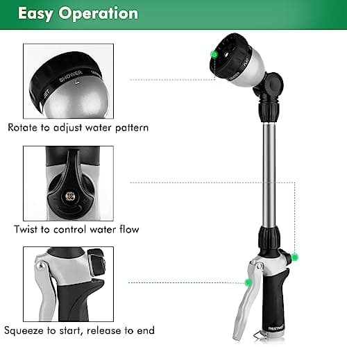 RESTMO Heavy Duty Metal Hose Wand, Watering Wand for Garden Hose — view 2