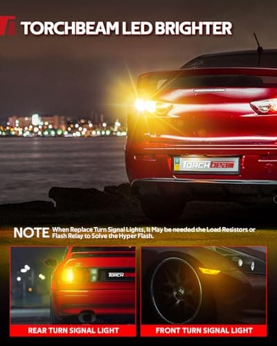 Torchbeam 7440 7443 LED Bulbs Turn Signal Light, Amber Yellow T20 W21W 7444 7441 Blinker Light, 500% Brighter with HD Projector, Plug and Play for Front Rear Turn Signal Side Marker Lights, Pack of 2