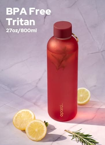 Opard Slim Water Bottle 27oz, Dishwasher Safe Plastic Water Bottle BPA-Free, Leakproof Screw Top, Cranberries Red, Reusable for Travel School Sport Gym Hiking — view 4
