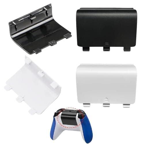 Battery Door Replacement Compatible with Xbox One Controller Back Panel Housing Repair Parts Black and White 4 Pack — view 2