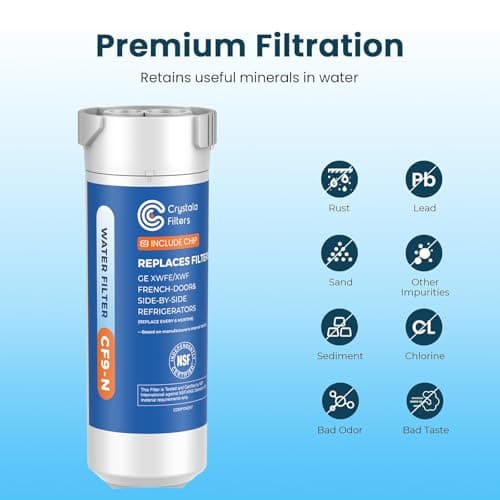 Crystala Filters Water Filter Compatible with XWFE (Built-in CHIP), Replacement for GE XWFE, XWF Refrigerator Water Filter Pack of 1 — view 2