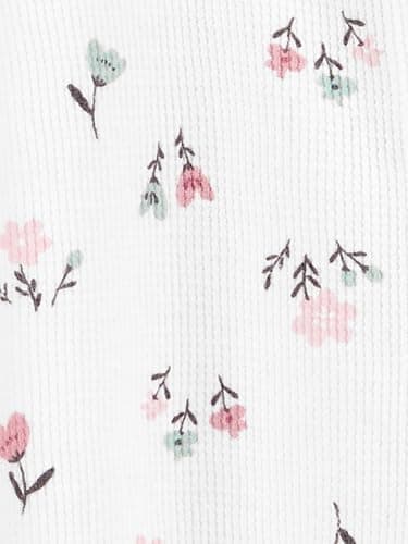 Simple Joys by Carter's Girls' Baby 2-Pack 2-Way Zip Thermal Footed Sleep and Play, Ivory, Floral/Elephants, Newborn — view 3