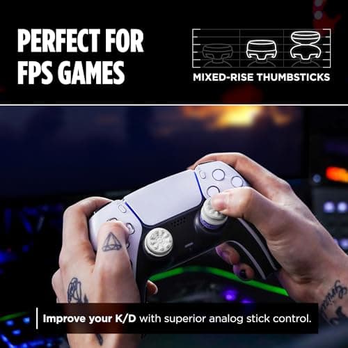KontrolFreek FPS Freek Galaxy White for PlayStation 4 (PS4) and PlayStation 5 (PS5) | Performance Thumbsticks | 1 High-Rise, 1 Mid-Rise | White — view 3