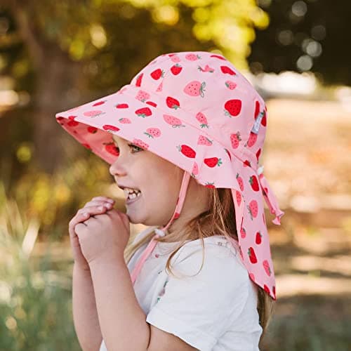 Jan & Jul Adjustable Neck Flap Wide Brim Hat Toddler with UV Protection (L: 2-5 Years, Pink Strawberry) — view 5