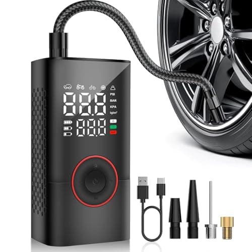 COOLMAN Tire Inflator Portable Air Compressor, 150PSI Cordless Electric Bike Pump, Portable Tire Inflator with LCD Pressure Gauge & LED Light, Ideal for Cars, Bicycles, Motorcycles, and Sports Balls
