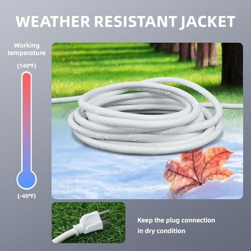 EP 6 Ft Outdoor Extension Cord - 16/3 SJTW Durable White Electrical Cable with 3 Prong Grounded Plug, UL Listed — view 3