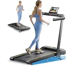 Walking Pad Treadmill with 12% Incline, 4 in 1 Folding Treadmill for Home/Office with Handle Bar, 2.5HP Under Desk Treadmills Portable Walking Pad with App & Bluetooth Speaker, 0.6-10MPH
