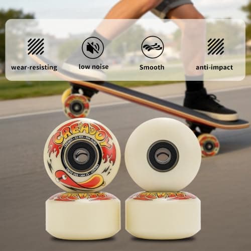 Skateboard Wheels 52mm 99A with Bearings, Set of 4 (Pale Millet Yellow) — view 5
