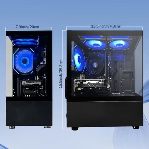 Qehi Prebuilt Desktop Gaming PC | Ryzen 5 6Cores 3.6G Up to 4.1G | 16G DDR4 RAM | 512G SSD | RX560 4G Graphics Card | WiFi 6 | Game Computer Tower Black — view 6