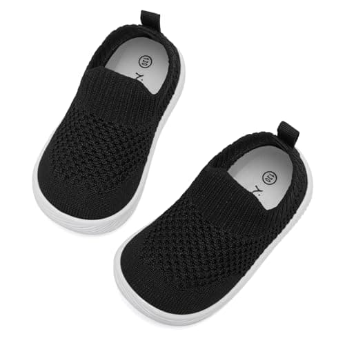 MORENDL Baby Shoes Toddler Walking Sock Shoes Infant Sneakers Boy & Girls Non-Slip Slipper Black 12-15Months — view 4