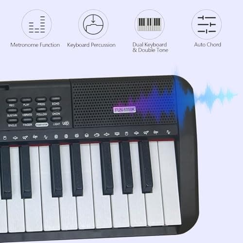 Funtaki 61-Key Electronic Keyboard Piano for Adults with Light Up Keys, 61 Compact Keys Digital Pianos - Perfect Beginner Piano Black — view 2