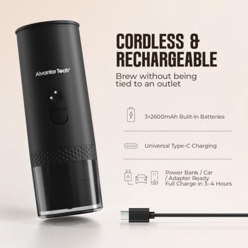Portable Electric Espresso Machine, Mini Self-Heating Travel Coffee Maker for Ground Coffee & NS Capsules, Ideal for Camping, RV, Hiking & Office — view 2