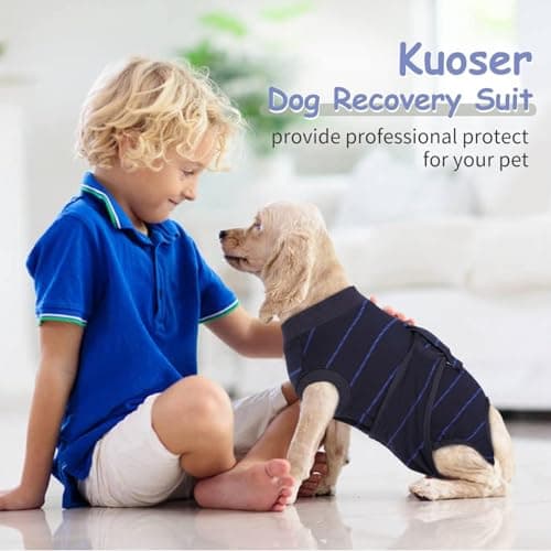 Kuoser Recovery Suit for Dogs, Female Male Dog Onesie for Spay Neuter, Anti Licking Dog Surgery Recovery Suit Soft Dog Bodysuit for Small Medium Large Dogs, Substitute E-Collar & Cone — view 7