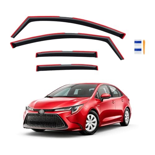 in-Channel Rain Guards for 2020-2026 Toyota Corolla Sedan, Window Visor Shields Vent Deflector Shade Wind Dark Smoke 2021 2022 2023 2024 20 21 22 23 24 25, Tape-On Outside-Mount, 4PCS