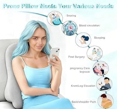Large Body Pillow, Couples Pillow,27°Angle Perfect Position Ergonomic Contoured Support, Multi-Functional Memory Foam Wedge Back Support, Prone Pillows for Sleeping,Reading,Massage — view 4