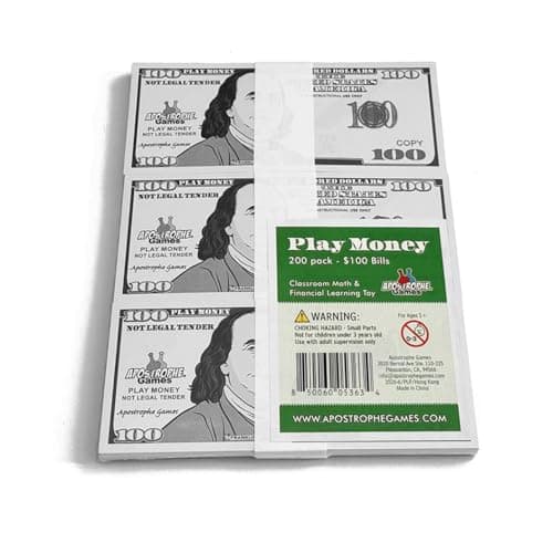 Play Money - 200Pcs $100 Bills Pretend Money for Kids, Kids Banking Toy