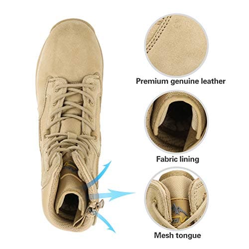 NORTIV 8 Men's Military Tactical Combat Boots Motorcycle Hiking Side Zip Work Boots RESPONSE,Size 11,Sand,RESPONSE — view 2