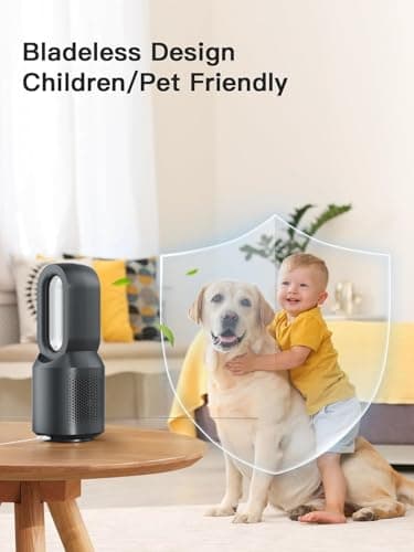 Let'me 13 Inch Desk Fan for Bedroom, Small Quiet Bladeless Fan with Night Light, 3 Speeds USB Powered Cooling Fan, 9-Hour Sleep Timer Table Fan for Office, Nightstand, Personal — view 5