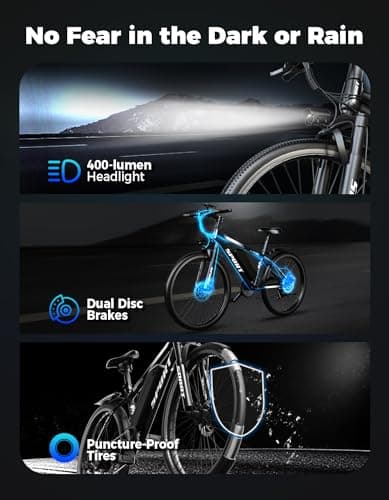Electric Bike for Adults, 1500W Peak Mountain Ebike, 40 km/h Top Speed, Up to 105 km Range, 7 Speeds, 48V 10.4Ah Removable Battery, 26" Electric Bicycle for Commuting — view 5