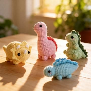 Crochetta Crochet Kit for Beginners, Crochet Starter Kits for Adults, Amigurumi Craft Knitting Crocheting Kits with Step-by-Step Video Tutorials, 6 Pc Hanging Potted Plants Family(40%+ Yarn — view 3