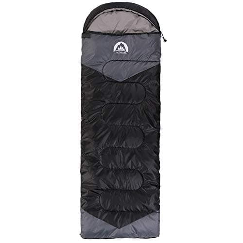 Sleeping Bag 3 Seasons (Summer, Spring, Fall) Warm & Cool Weather - Lightweight,Waterproof Indoor & Outdoor Use for Kids, Teens & Adults for Camping Hiking, Backpacking and Survival (Black Grey) — view 7