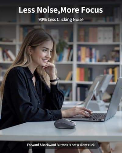 WL300 Bluetooth Mouse Silent Wireless Mice, Quiet Click, Cordless Computer Mouse with 6 Buttons, Sculpted Grip, Adjustable DPI for Laptop, PC, Mac, 18-Month Battery Life for Work or Travel ( Grey) — view 2