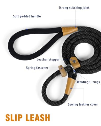 lynxking Dog Leash Slip Lead 5 6 8 FT Dog Training Leash Strong Heavy Duty Rope No Pull Training Lead Leashes for Dogs — view 3