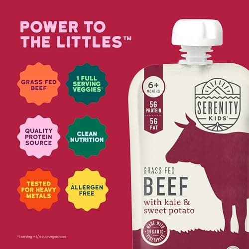 Serenity Kids Baby Food Pouch Puree - Organic Baby Food Pouches with Veggie & Beef Blend - No Added Sugar Savory Toddler Snacks - On-the-Go Toddler Pouches - 3.5 oz, Pack of 1 — view 4