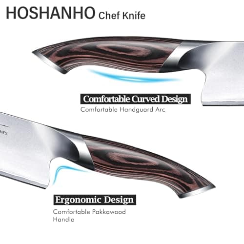 HOSHANHO Kitchen Knife in Japanese High Carbon Steel, Professional High-Class Chef's Knife 8 inch, Non-slip Ultra Sharp Cooking Knives with Ergonomic Handle — view 2