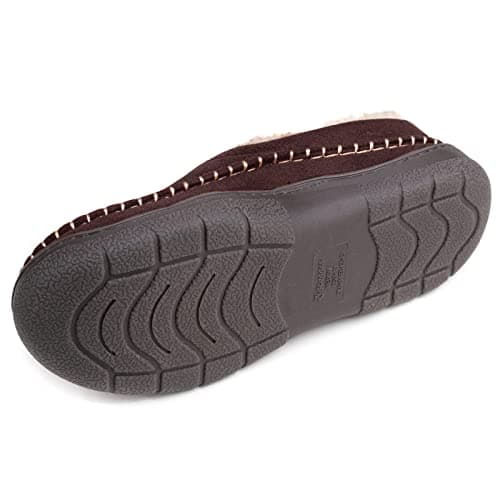 Zigzagger Men's Slip On Moccasin Slippers, Indoor/Outdoor Warm Fuzzy Comfy House Shoes, Fluffy Wide Loafer Slippers,Coffee, 9-10 D(M) US — view 5