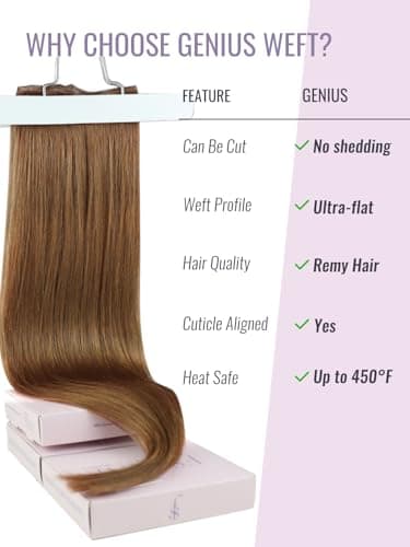 Fshine Wefts Human Hair Extensions 18 inch 50 Gram Copper Bundles Straight Hair Extensions Human Hair Genius Weft Extensions Silk Straight Sew in Weave Genius Weft Extensions Red Ginger Hair — view 5