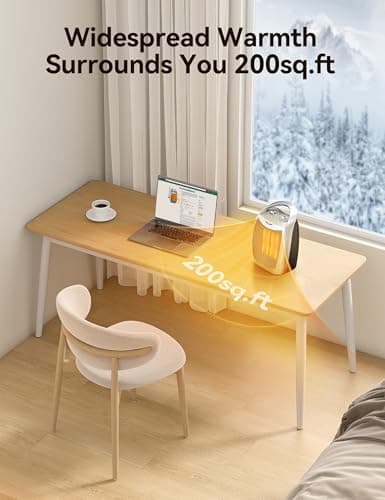 GiveBest Portable Electric Space Heater with Thermostat, 1500W/750W Safe and Quiet Ceramic Heater Fan, Heat Up 200 Square Feet for Office Room Desk Indoor Use, Silver — view 4