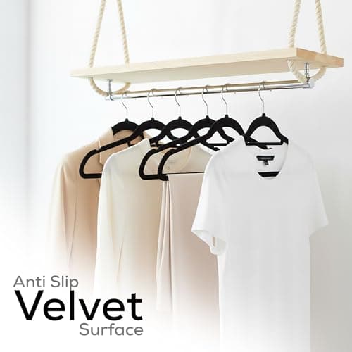 Utopia Home Velvet Hangers 20 Pack – Premium Hangers with Tie Bar - Black — view 5