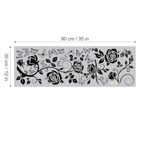 FUFUQUARE Flower Vine Decals Flying Butterfly Black Floral Wall Stickers Removable Wall Art Decor for Living Room Bedroom — view 6