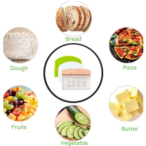 BOORIKA Dough Scraper & Bench Scraper Kitchen – Stainless Steel Sourdough Tools – Dough Cutter for Sourdough Bread, Pizza, and Flat Top Griddles – Chef Approved (Light) — view 5
