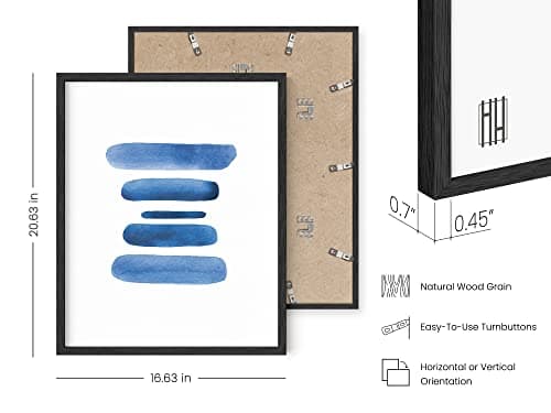 HAUS AND HUES Blue Wall Art Prints - Set of 4 Navy Blue Wall Decor, Geometric Wall Art, Modern Home Decor for Living Room, Dorm, Bedroom, and Kitchen Decor (Black Frame, 16x20) — view 2