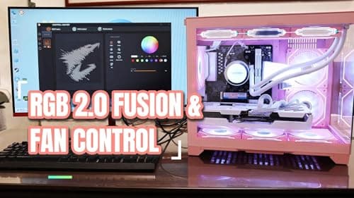HELLOLAND Ocean Park Pink Gaming Desktop Computer with KB & Mouse, AMD Ryzen 7 9700X 8-Core 3.8 GHz, RTX 5070 12GB, 32GB DDR5, 1TB PCIe SSD, 850W PSU, Fusion 2.0 APP RGB Fan Control, Windows 11