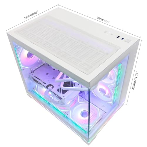 HELLOLAND Ocean Park Gaming PC Desktop- AMD Ryzen 7 9800X3D 8-Core 4.7GHz- RX 9070 XT 16GB- 32GB DDR5 6000MHz- 1TB PCIe +1TB SATA SSD- 850W PSU- 360mm AIO & APP RGB Fan Control - Win 11 -White — view 6